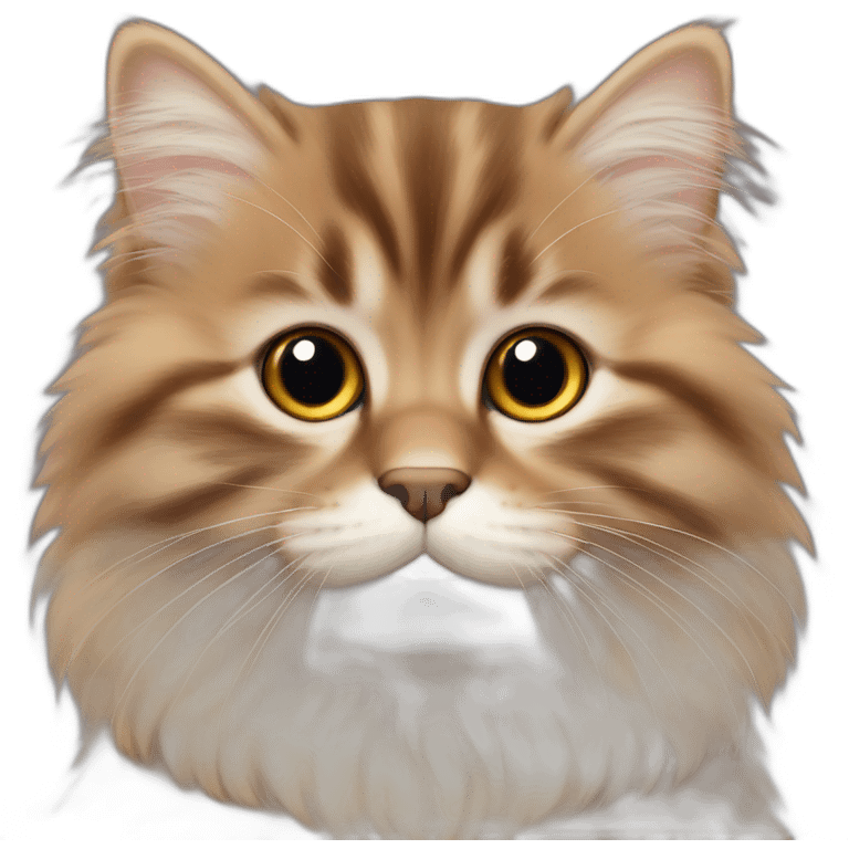 Brown fluffy fall Siberian kitten face emoji