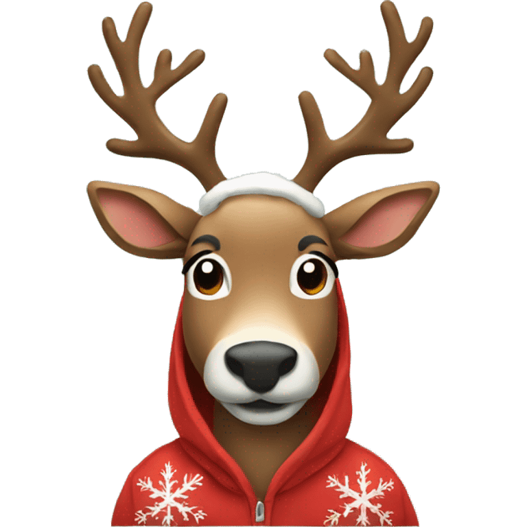 Reindeer wearing a Christmas Hoodie emoji