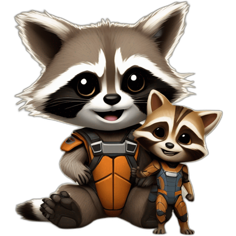 rocket racoon and baby groot guardian of the galaxy emoji