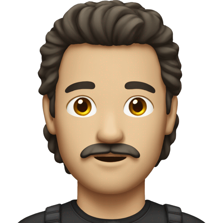 Brunette man with mullet and mustache emoji