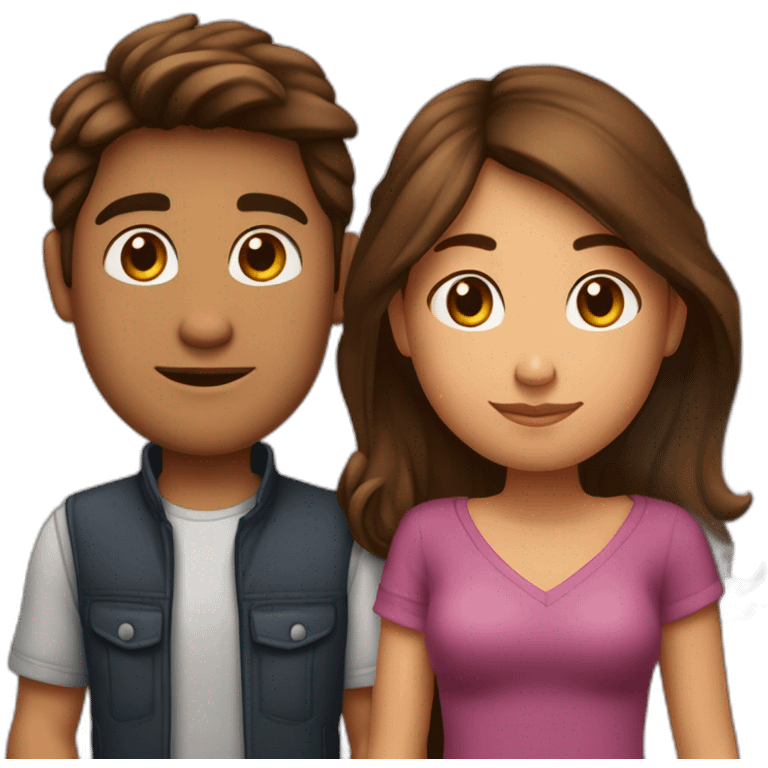 Amoureux fille brune et garçon brun  emoji