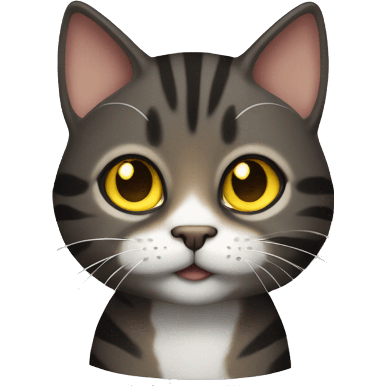 Black and brown tabby cat with cute yellow eyes paws and tail emoji