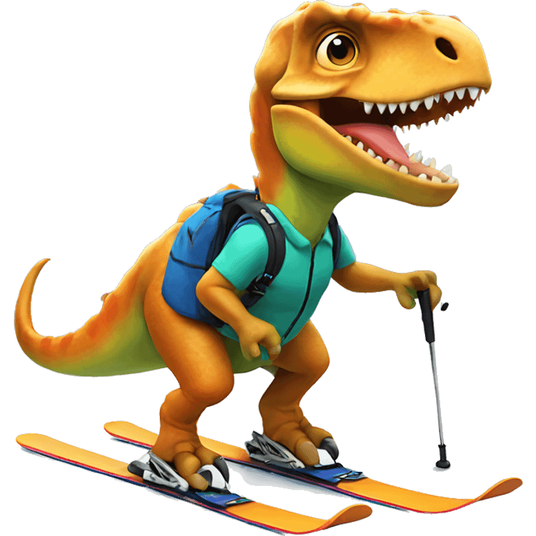 Dinosaur on ski wearing a cap emoji