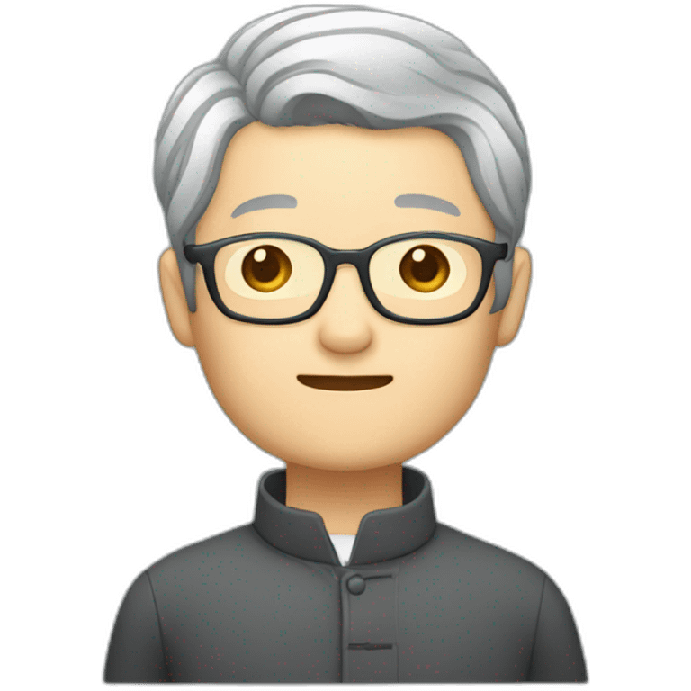 Chinese grey hair wear glasses held Taiwan flagup emoji