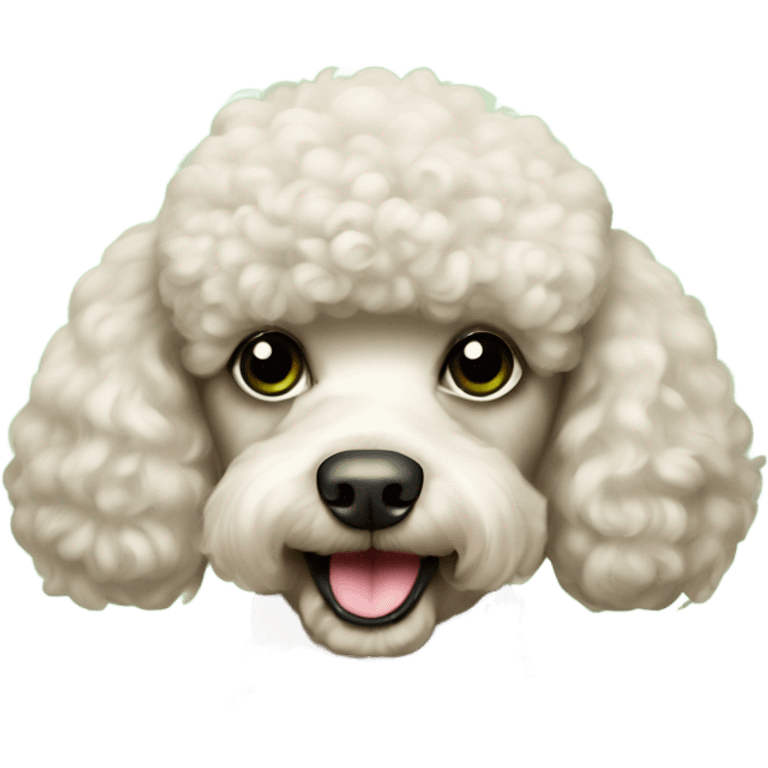 Poodle, teddy bear cut,  with green colour  emoji