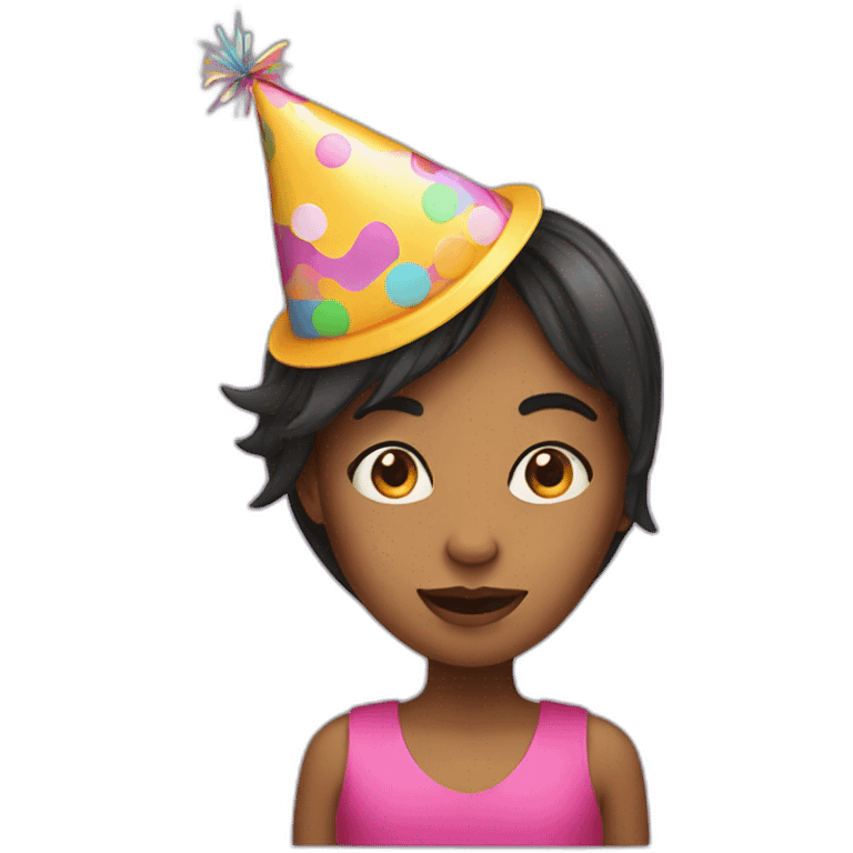 girl with party hat face emoji