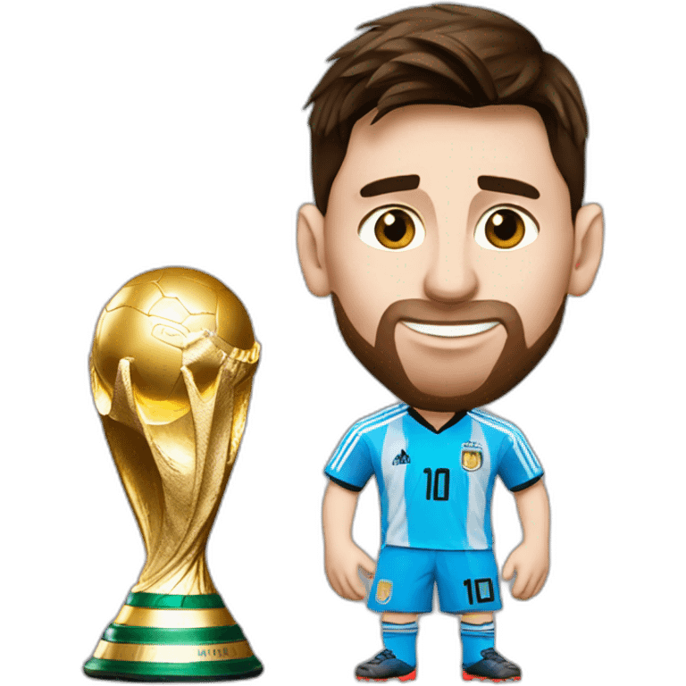 lionel Messi kissing the world cup emoji