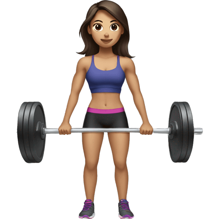 brunette girl lifting weights emoji