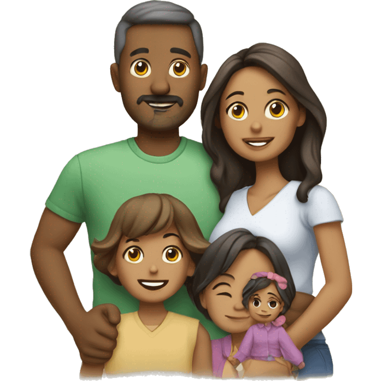 familia con mama,papa,hija e hijo emoji