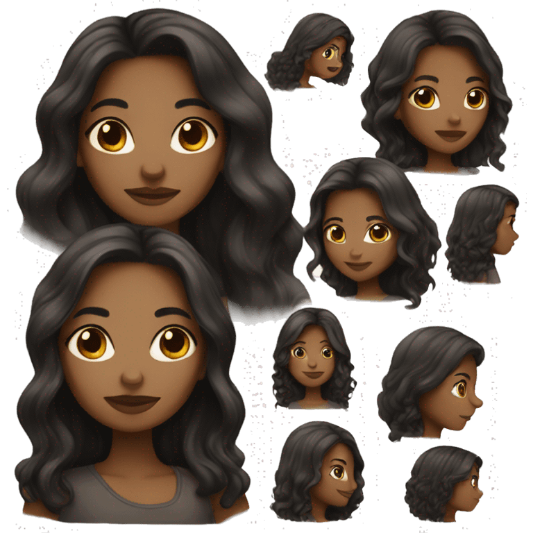 brown skin color girl with black long hair emoji