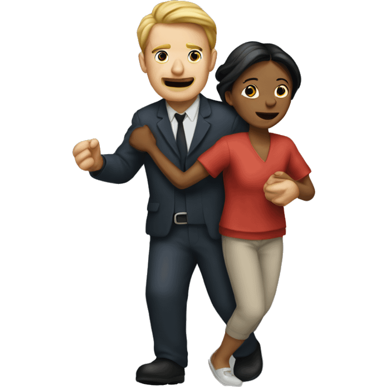 MAN being pulled away by lady emoji