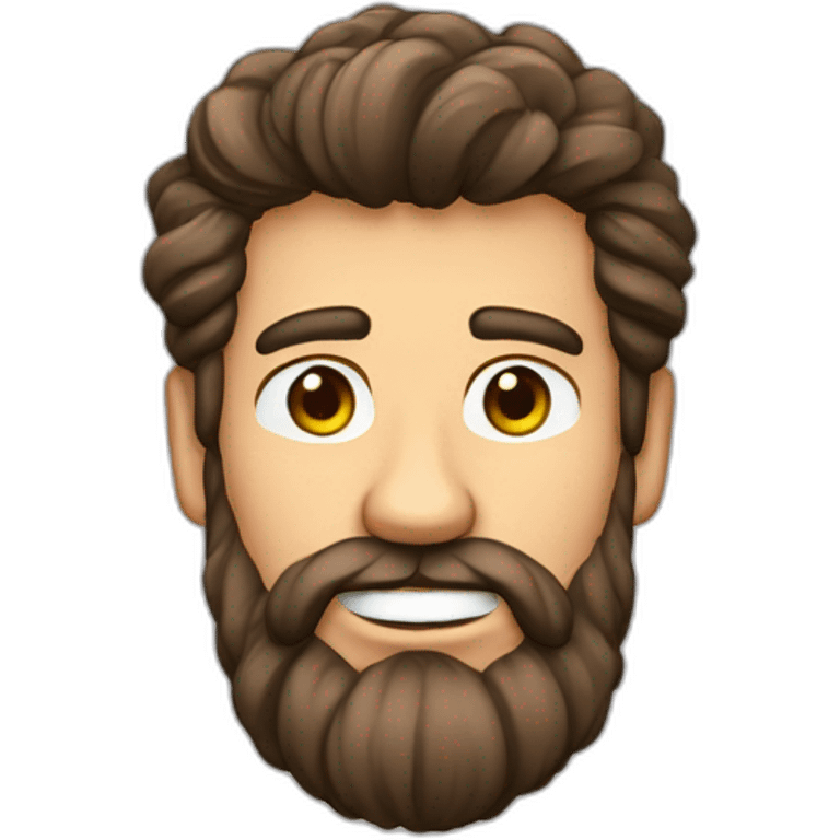 Hombre moreno con capello corto ondulado canoso, barba canosa emoji