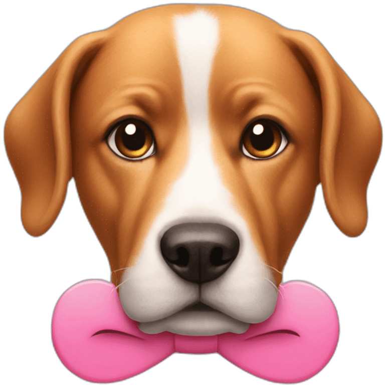 A dog with a fake pink moustache emoji