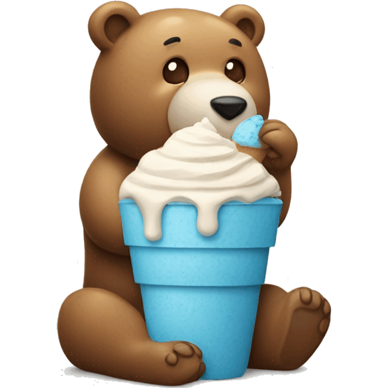 Un oso sentado con un helado emoji