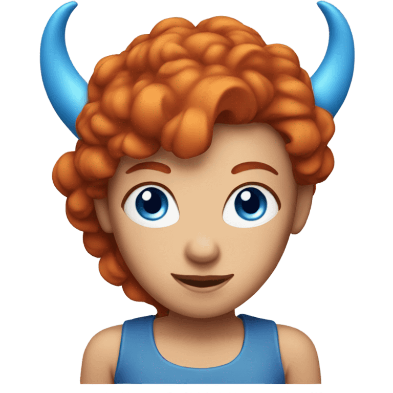 Red hair woman with blue eyes and horns emoji