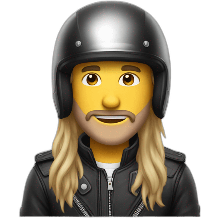 Guy with biker helmet long hair goti tongue out emoji