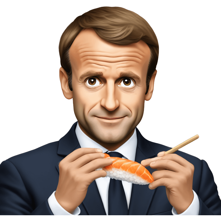 Emmanuel Macron qui mange des sushis emoji