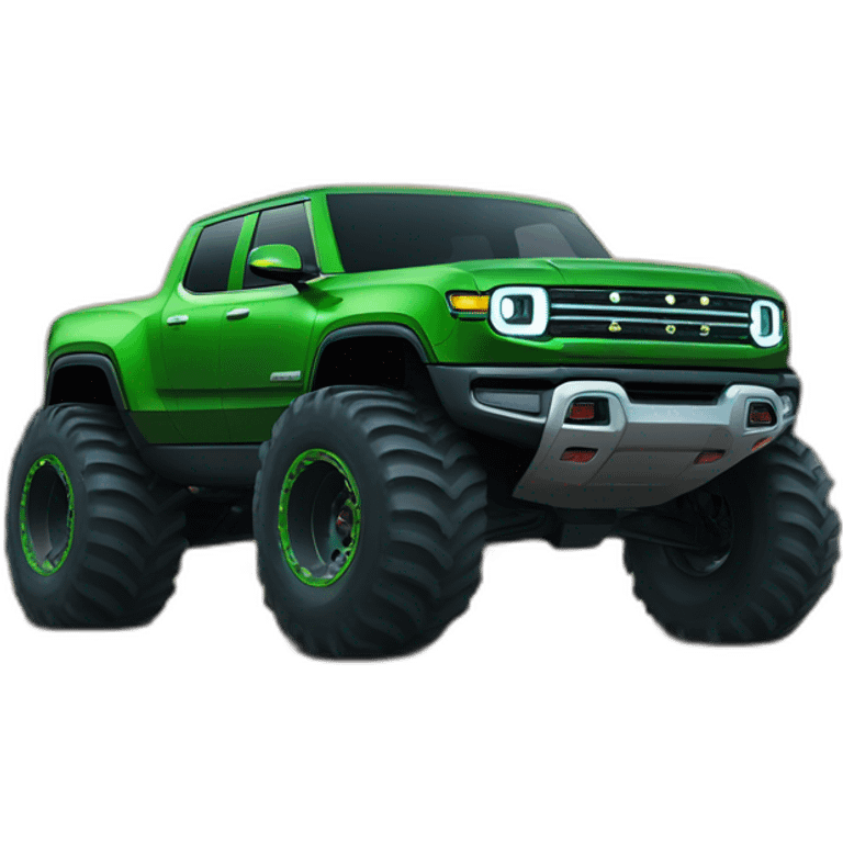 Rivian green as a monster truck emoji