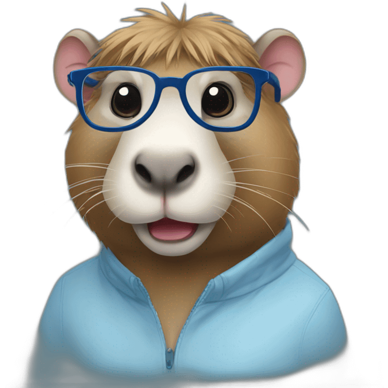 Blue beryuz capybara with glasses emoji