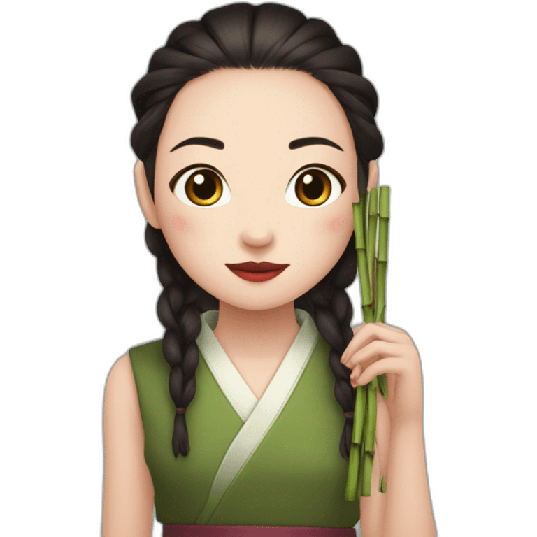 Petite Nezuko avec un bambou dans sa bouche emoji