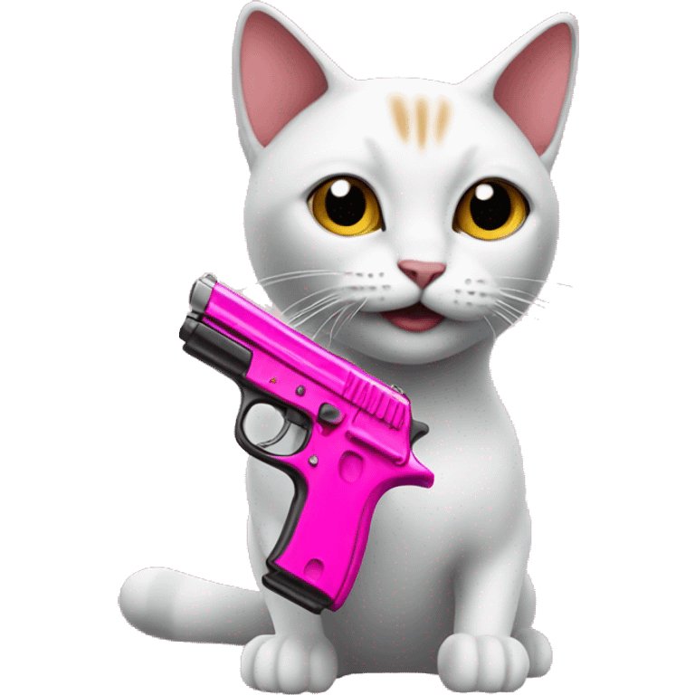 Cat with a pink pistol emoji