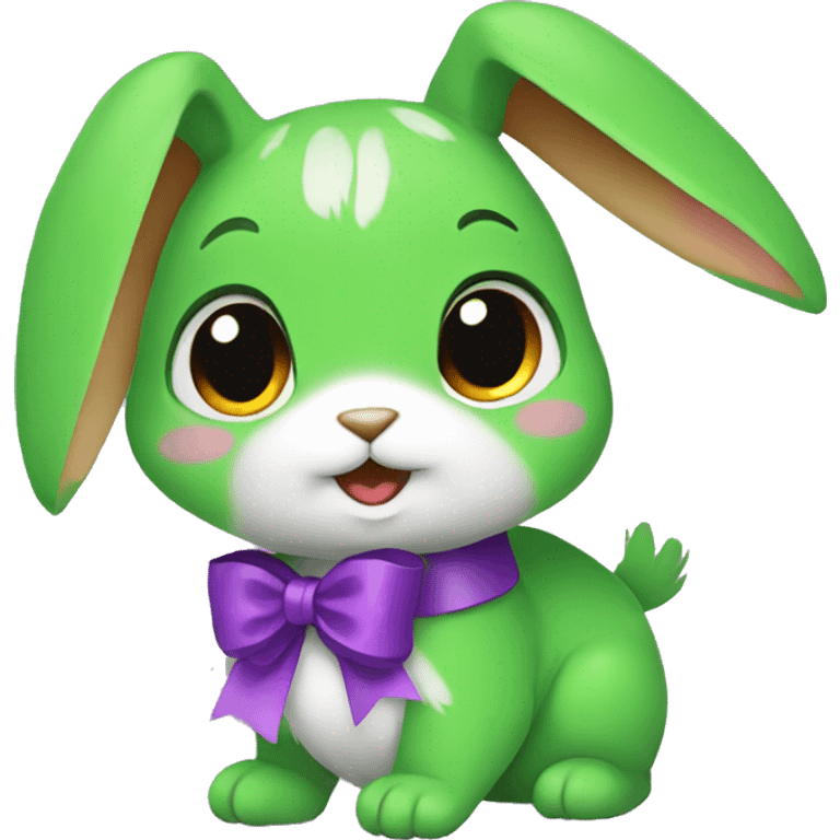 Female green rabbit with a purple bow emoji