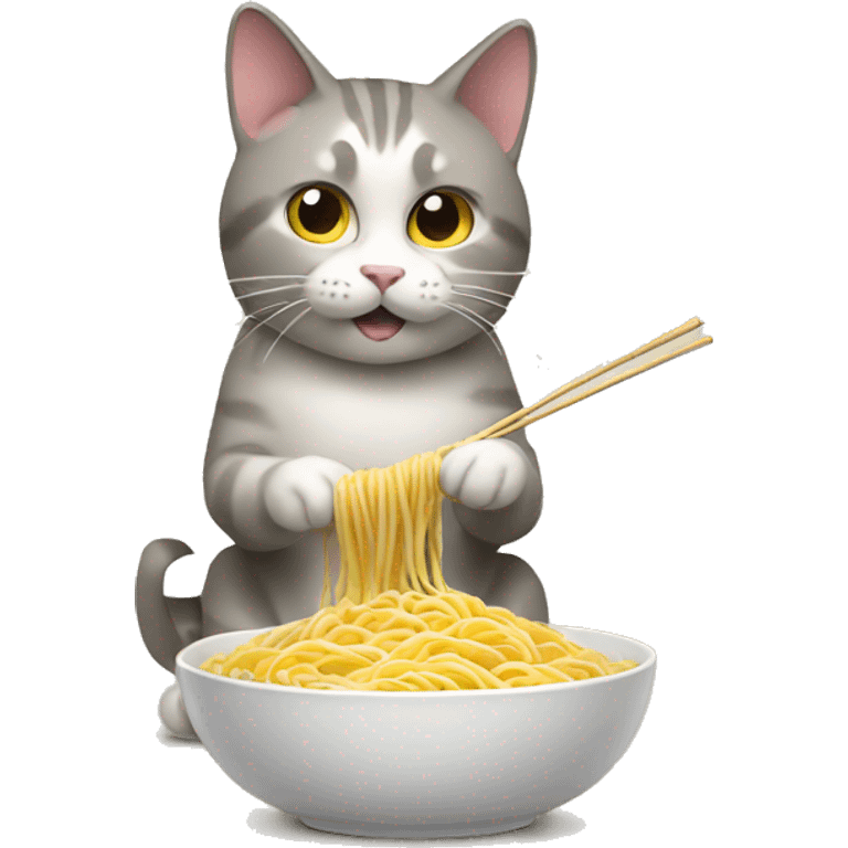 Cat eating noodles emoji