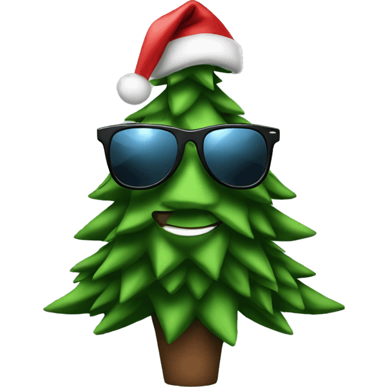 A Christmas tree in a suit wearing sunglasses emoji