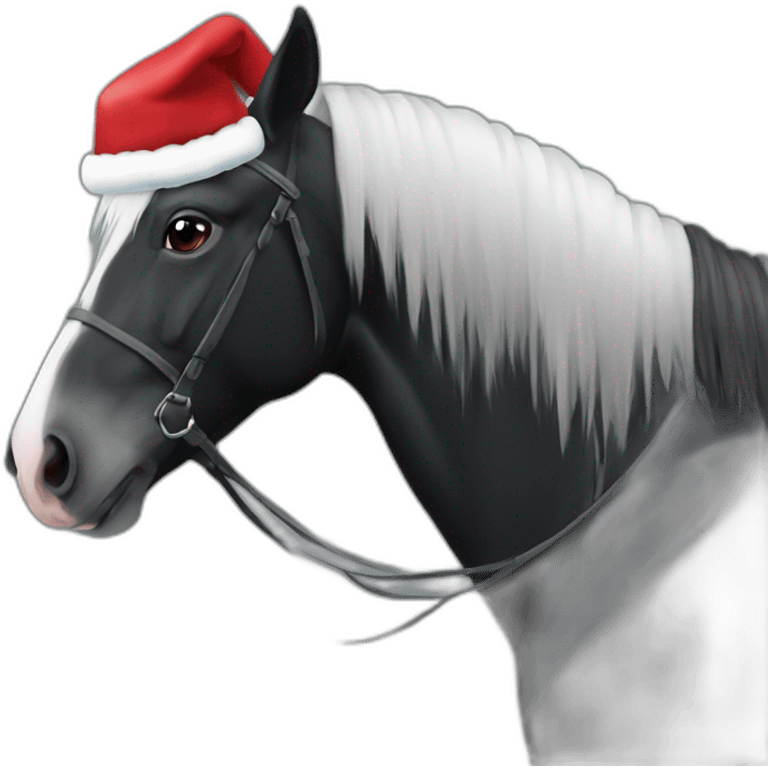 Cheval noir avec un bonnet de Noël  emoji