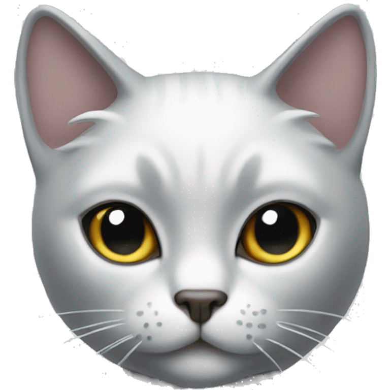 silver cat white in chest emoji