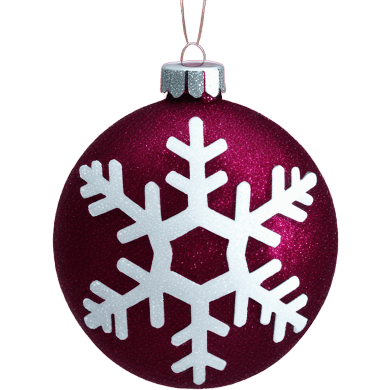 Burgundy Christmas ornament glitter with snowflake  emoji