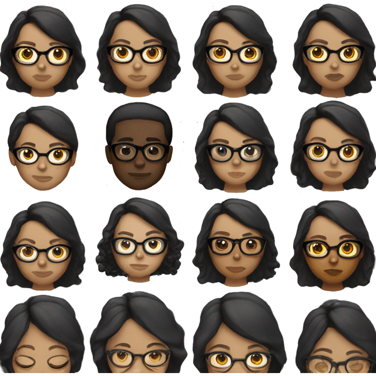 Woman lightskin whit curry black hair and glasses emoji