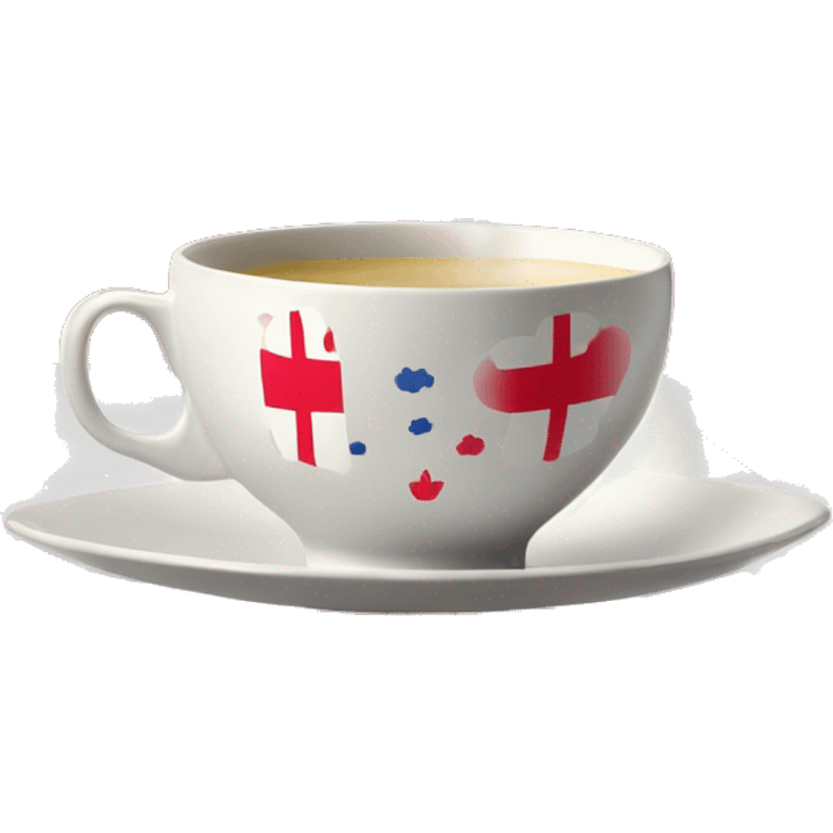 A teacup with delicate patterns let the rising vapor form the outline of the United Kingdom flag emoji