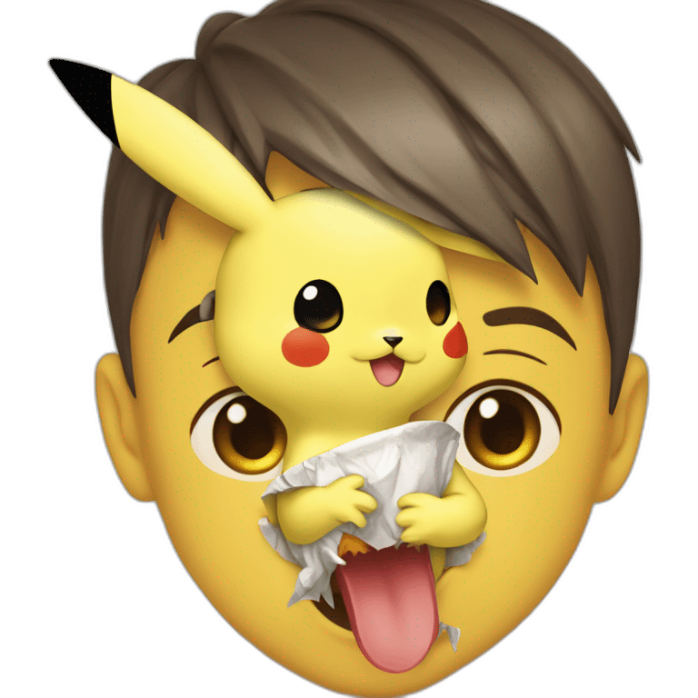 Cramorant is holding Pikachu in its mouth emoji