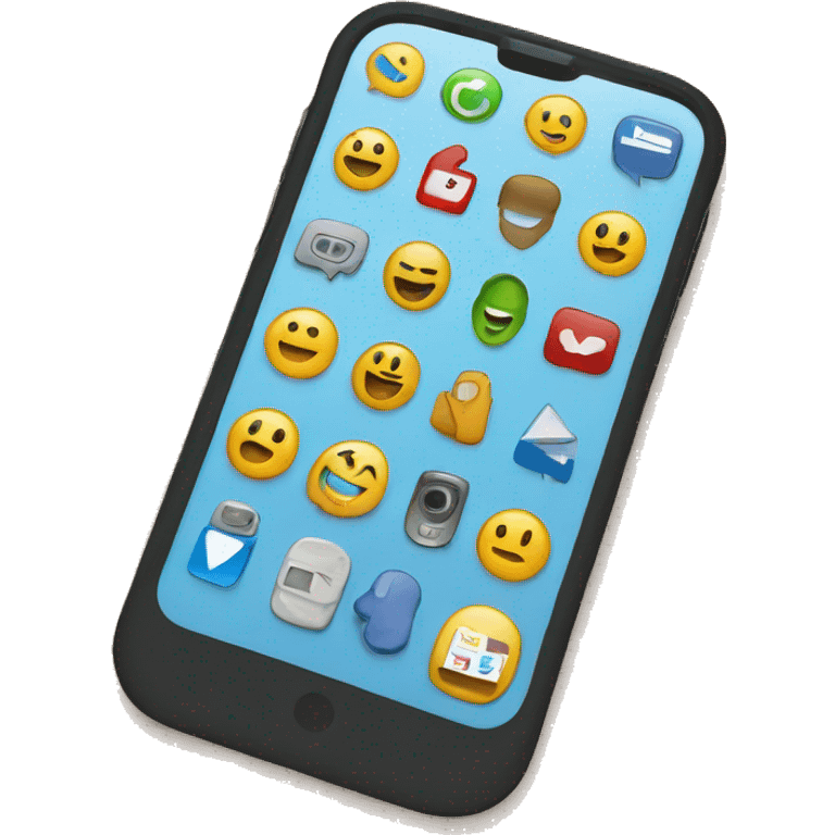 Cell phone with social network icons around emoji