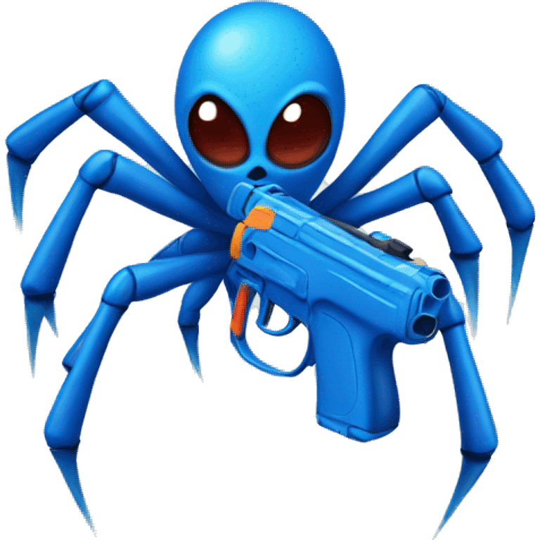 Spider with a water gun wearing a blue bandana  emoji