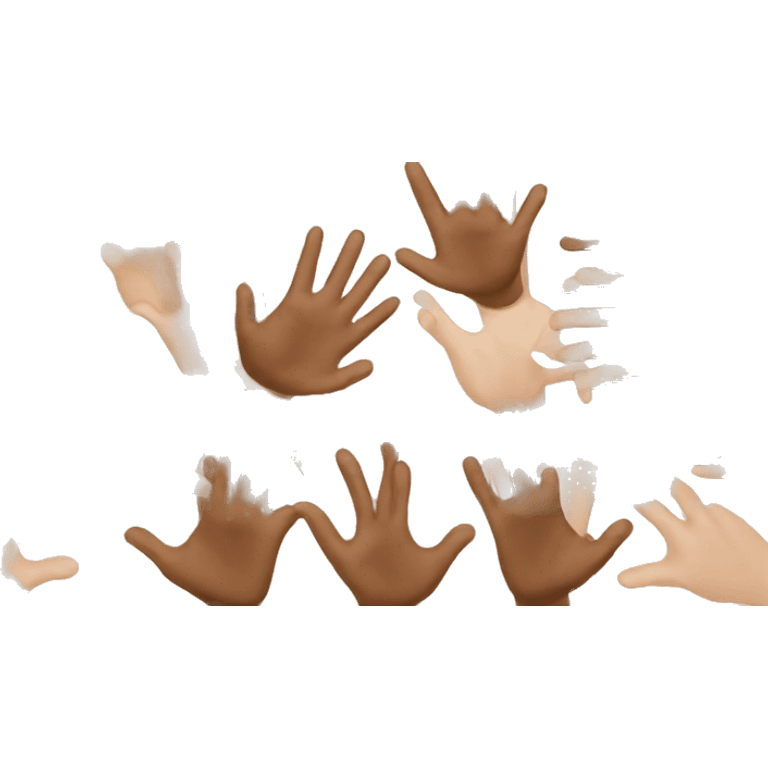 3 hands put together brown white emoji