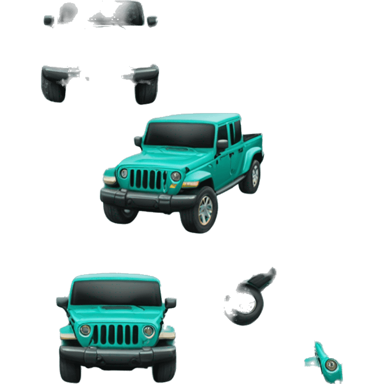 Realistic teal leopard print pattern Jeep Gladiator truck. emoji