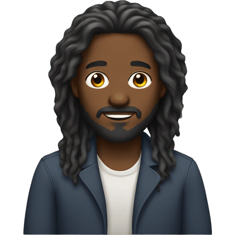 black man with beard and long hair emoji