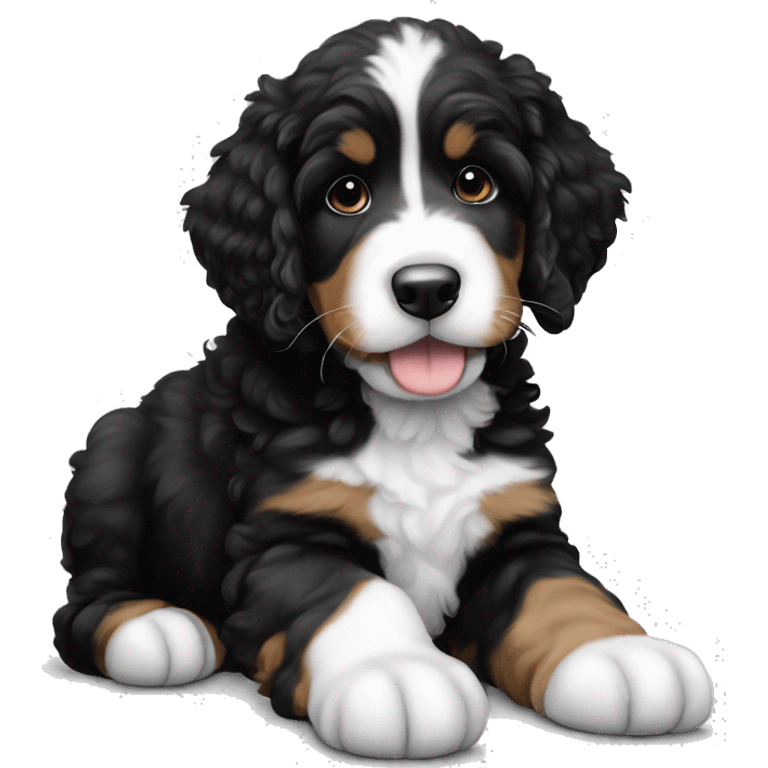 Black and white bernedoodle puppy emoji