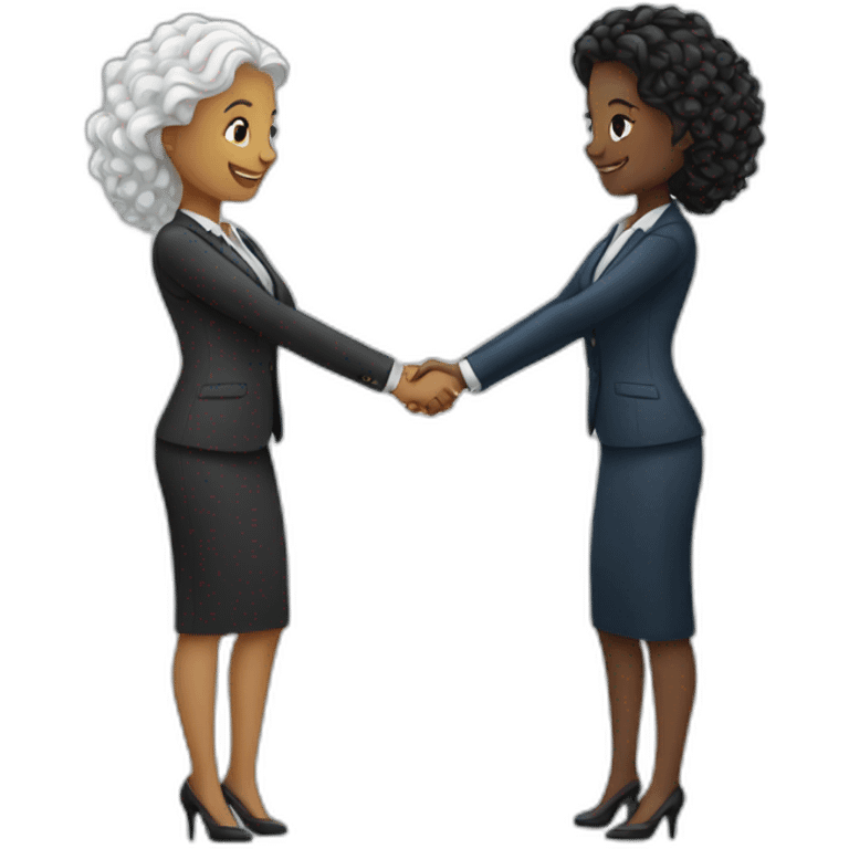 two white business women with different hair colors shaking hands emoji