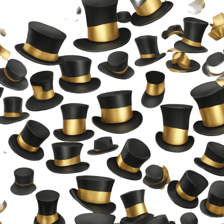 Shiny black top hat with thick gold band emoji