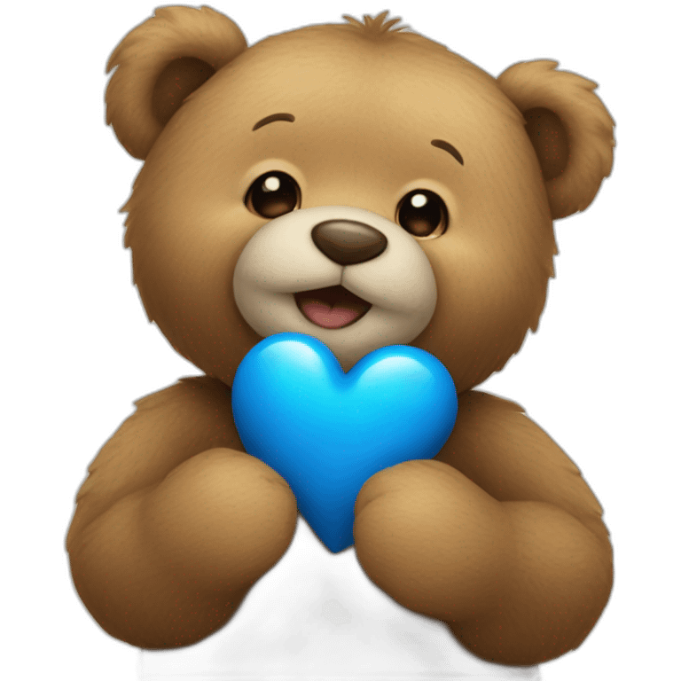 A teddy bear holdin blue heart  emoji