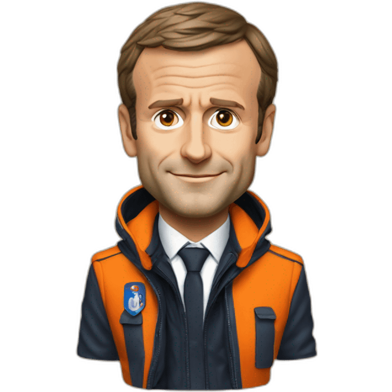 Emmanuel Macron with an oranje jacket emoji