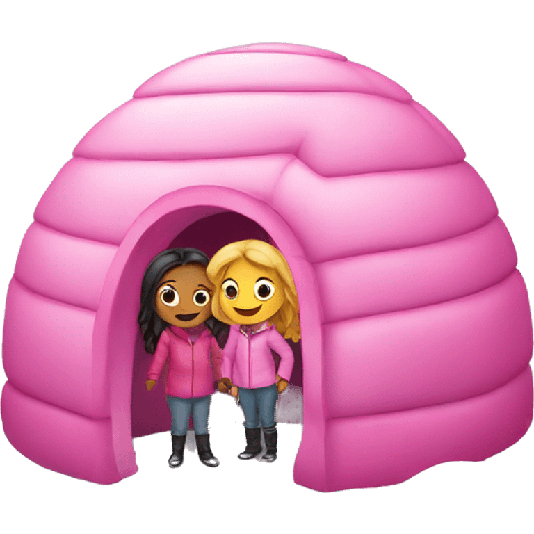 Pink igloo with girls  emoji