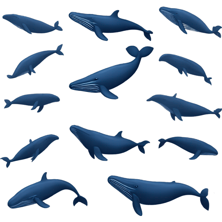 humpback whale, swming to the left, dark blue emoji