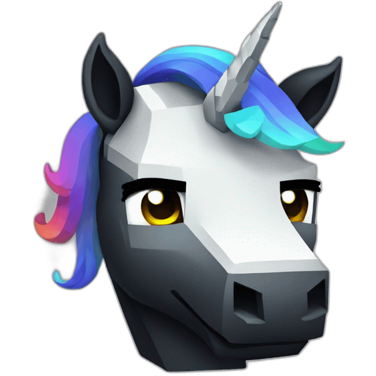 Minecraft Rainbow Black Unicorn Head With Diamond Horn emoji