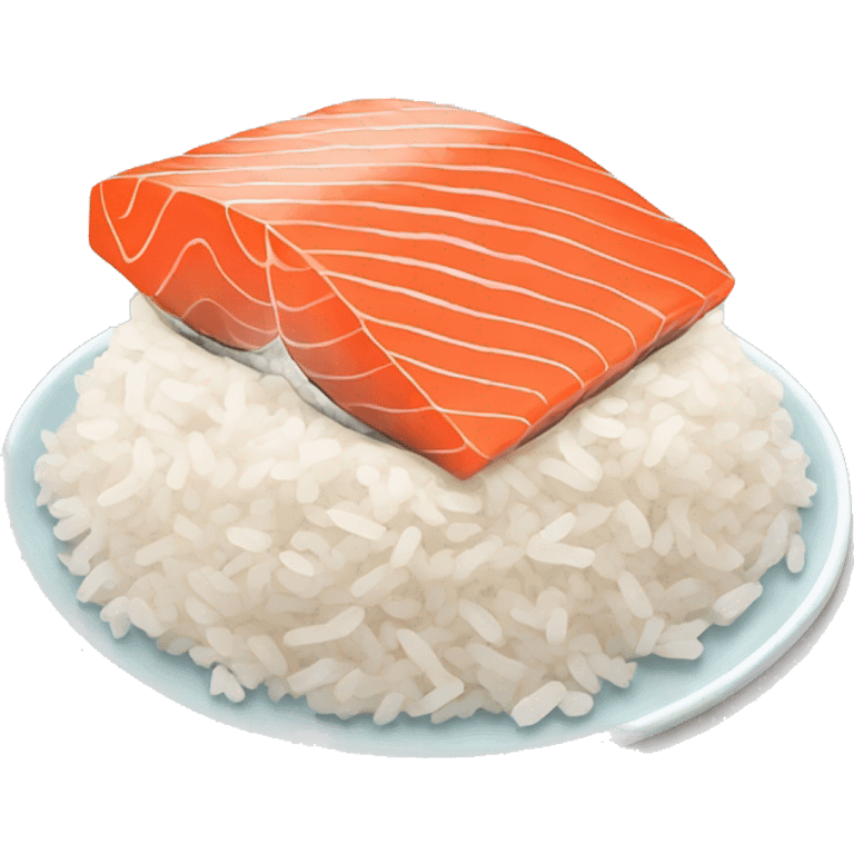 A slice of salmon on rice that smiles emoji