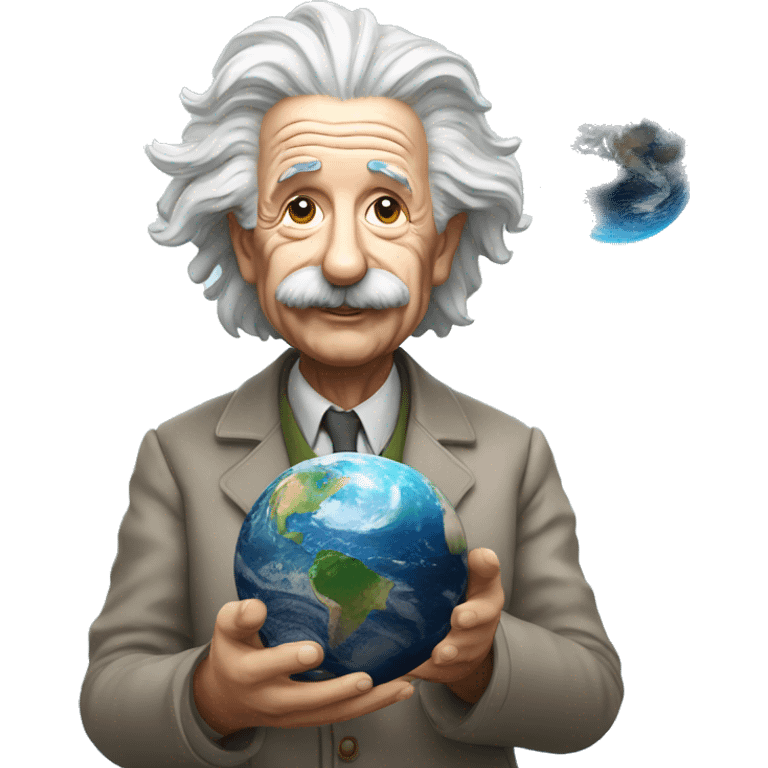 albert einstein holding earth in his hand emoji