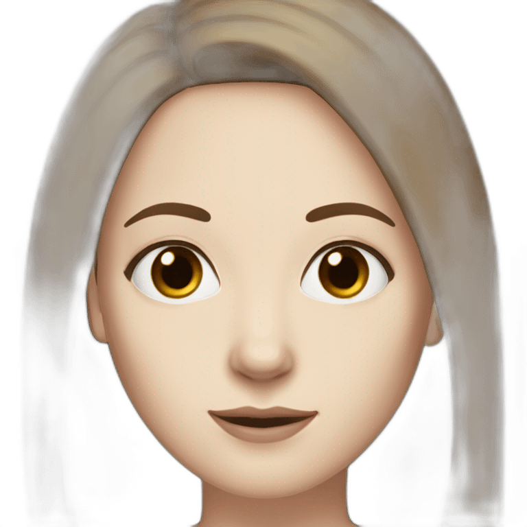 40 years old Woman, white pale skin, brown straight hair, big black eyes emoji